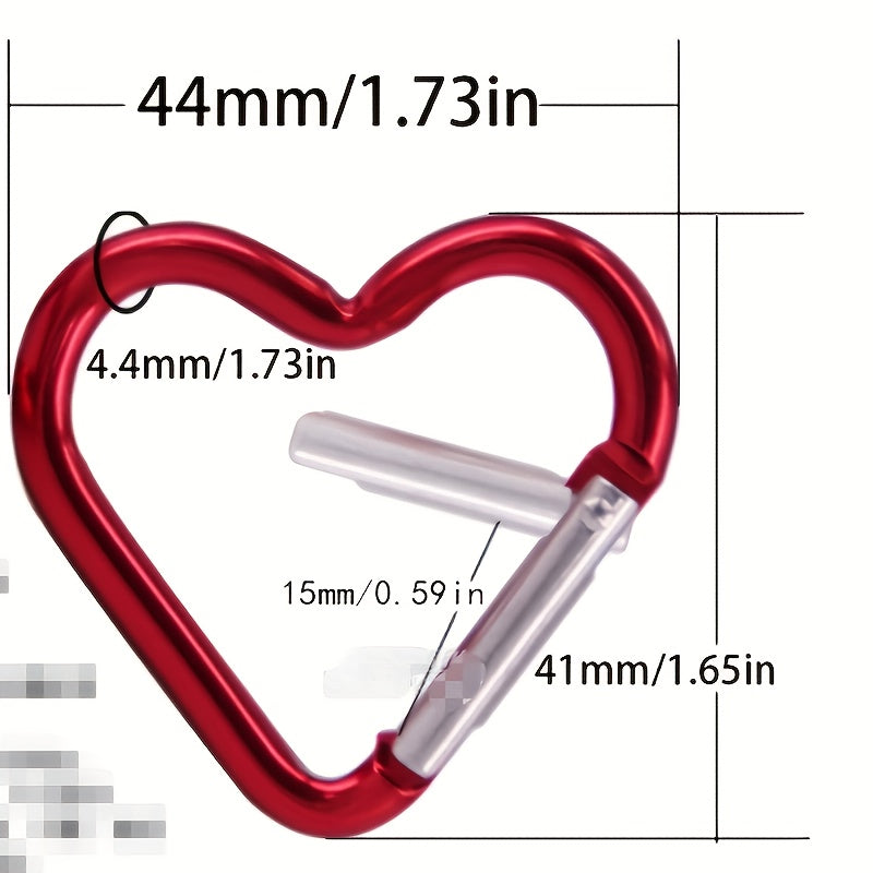 10pcs Heart Shaped Keychain Clips - Camping Hiking Backpack Accessories