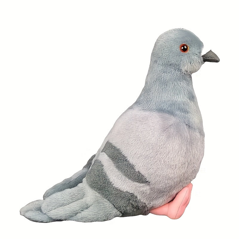 Soft Plush Pigeon Toy Lifelike Stuffed Animal Grey Plumage Gift D