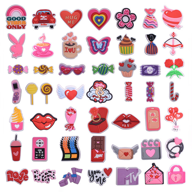 25 50pcs Set Theme Shoe Decorations Charms For Clogs PVC Shoe Accessories