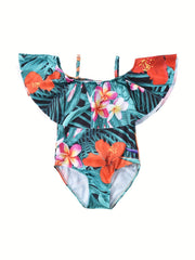 Toddler Girls Tropical Flowers One Piece Swimsuit