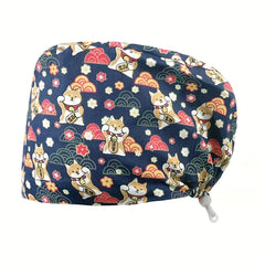 Printed Adjustable Work Cap Scrub Nurse Hat Men Women
