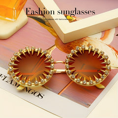 Round Rivet Decor Sunglasses Metal Hinge Glasses