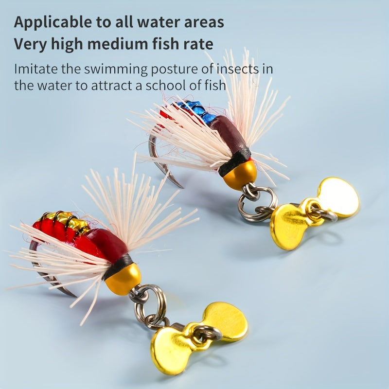6pcs 10pcs Fly Fishing Bait Hook Salmon Trout Dry Flies Rotating Sequin