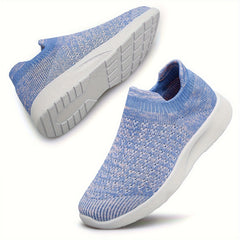 Boy's Woven Knit Slip On Sock Shoes Breathable Comfy Non Slip Casual Sneakers
