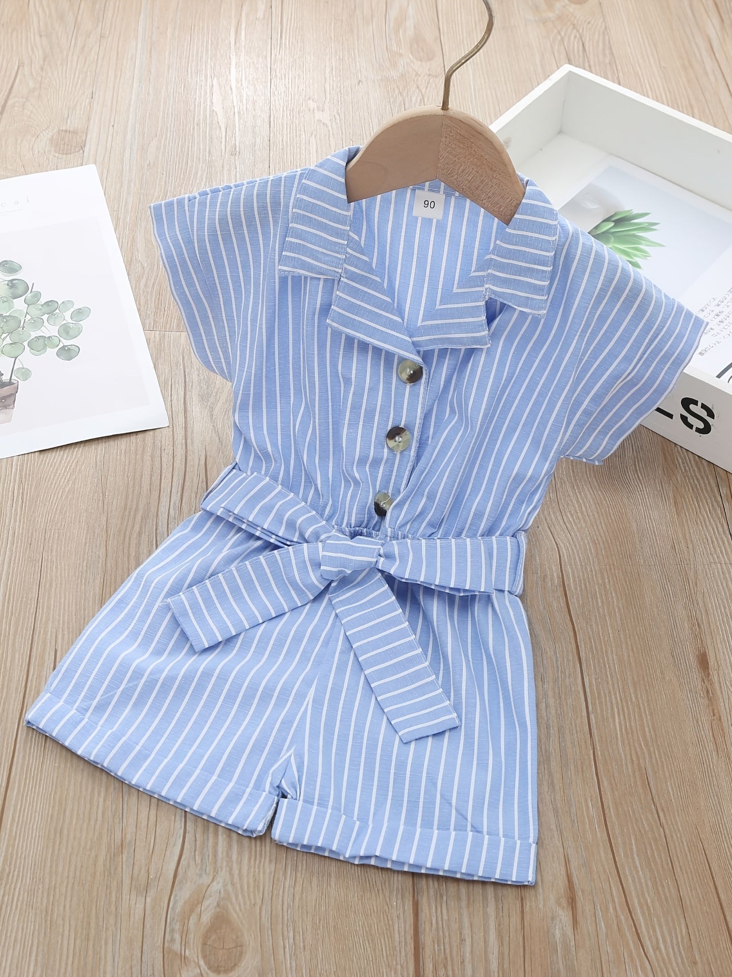 Baby Girl Striped Short Sleeve Romper