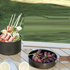 2pcs Camping Cookware Frying Pan Boiling Pot Set Hiking Fishing Picn
