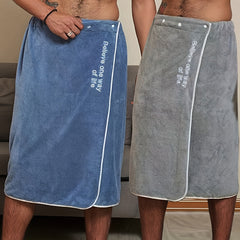 Men's Adjustable Shower Wrap Bath Towel Soft Wearable Bath Skirt