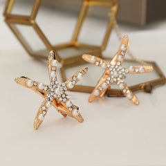 Crystal Faux Pearl Starfish Hair Clip for Wedding