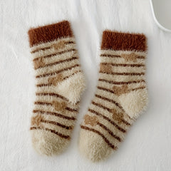Boy's Striped Crew Socks Breathable Nylon Blend Plush Casual Style Unisex Socks