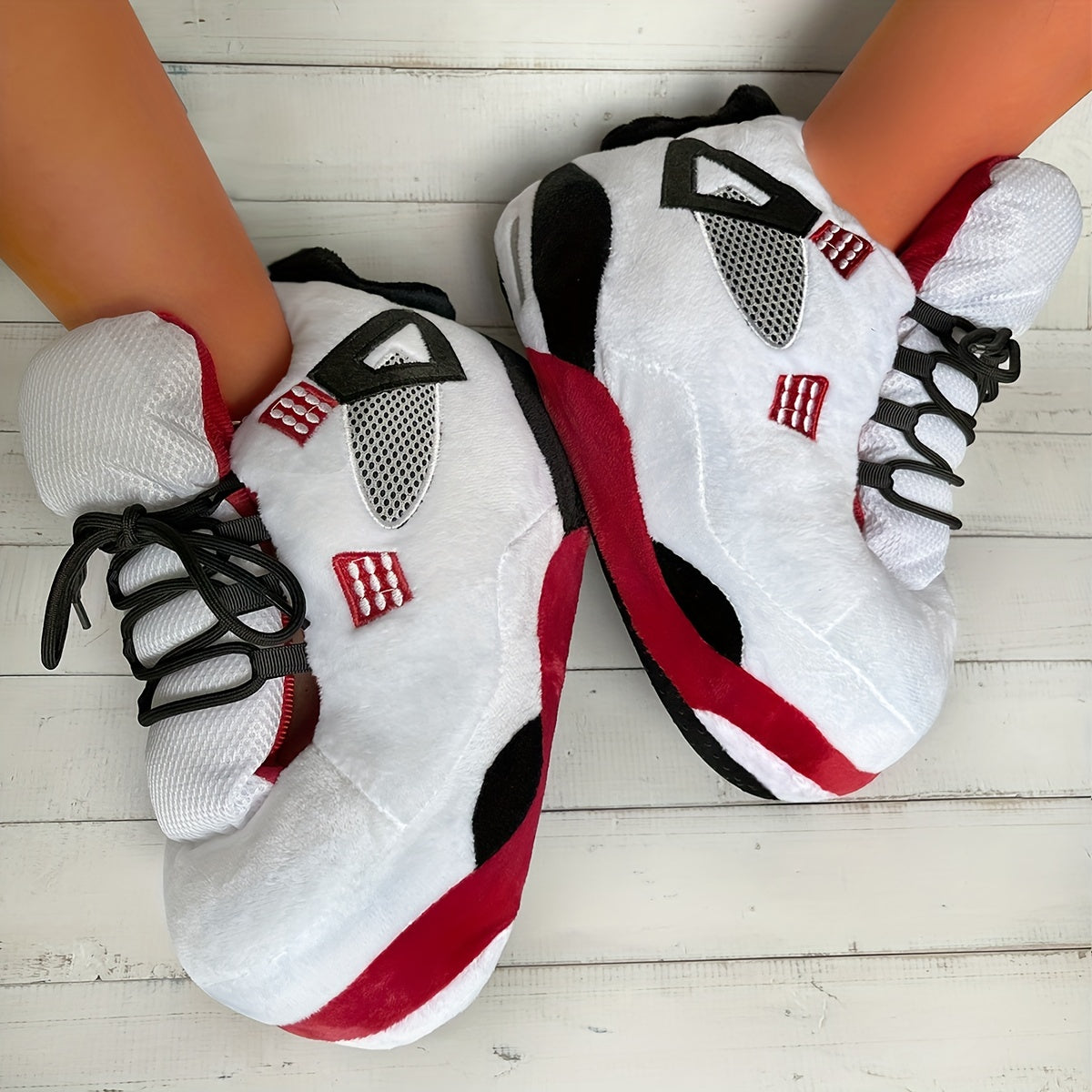 Women's Lace Up Plush Slippers Warm Indoor Comfy Shoes