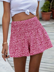 Vacay Shorts Women's Plus Ditsy Print High Rise Loose Shorts