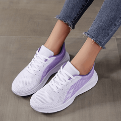 Women's Knitted Running Shoes Lace Up Sport Shoes Breathable Walking Shoes