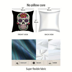 Funny Flower Skull Throw Pillow Covers