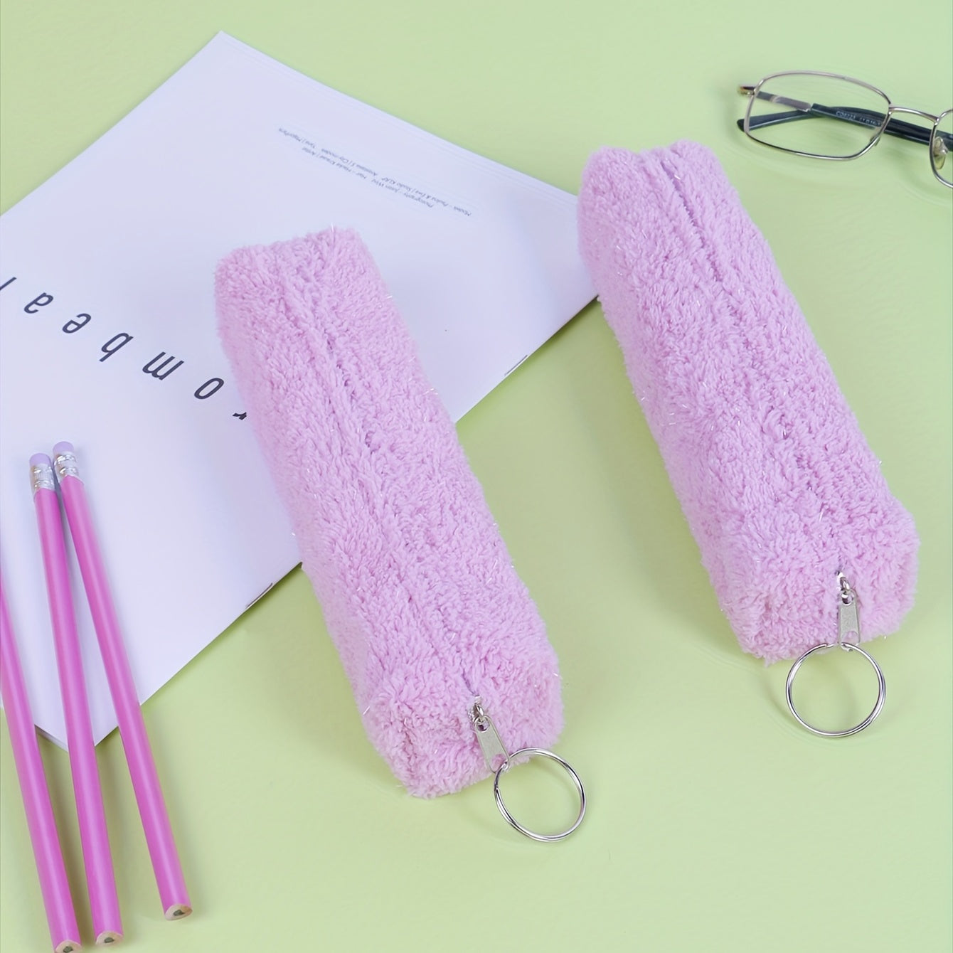 Plush Pencil Pouch - Portable Pen Bag for School Supplies