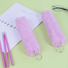 Plush Pencil Pouch - Portable Pen Bag for School Supplies