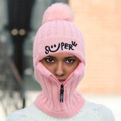 Women's Knitted Ear Protection Warm Hat with Fleece Lining