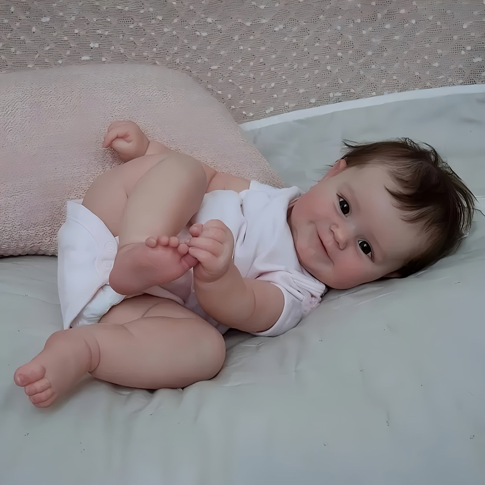 Realistic Newborn Baby Doll Soft Vinyl Rebirth Doll Pink Outfit Safe for Kids 3