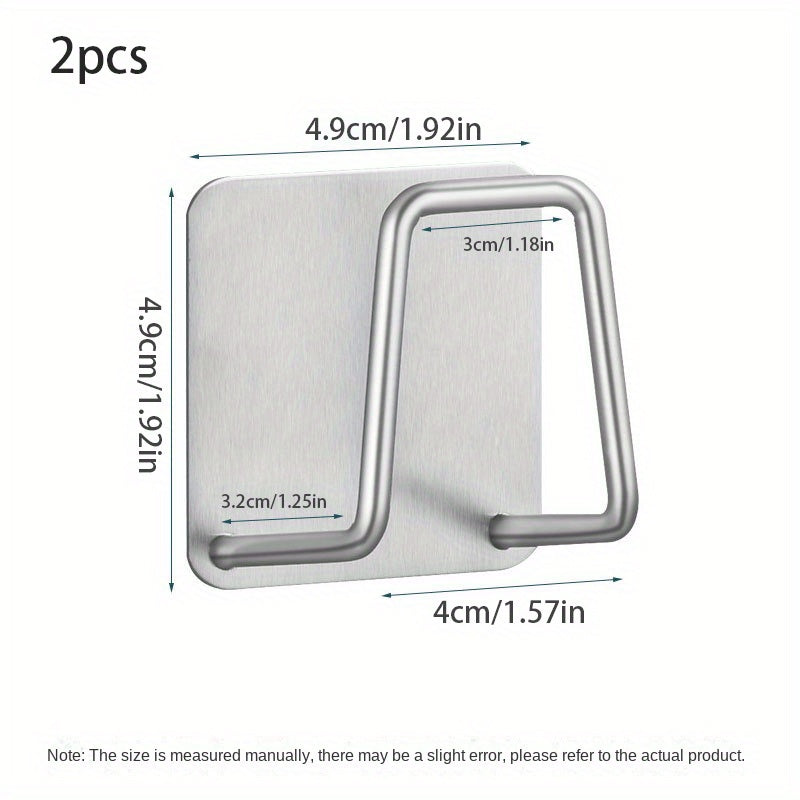 2pcs SS Hooks Sponge Drain Rack Kitchen Sink Lid Storage Utensil Hooks
