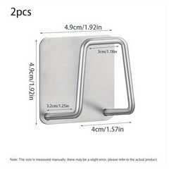 2pcs SS Hooks Sponge Drain Rack Kitchen Sink Lid Storage Utensil Hooks