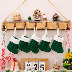 5pcs Mini Christmas Stockings Knitted Xmas Classic Stockings for Party Favors