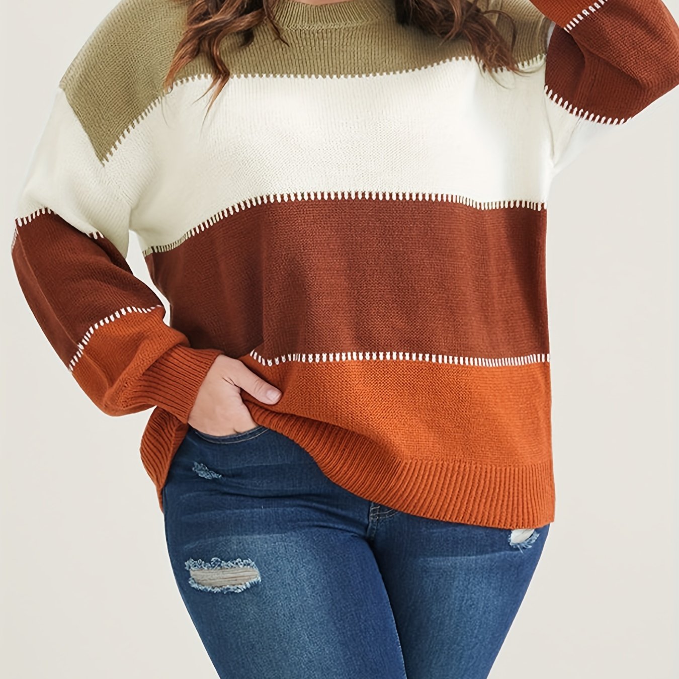 Colorblock Drop Shoulder Sweater