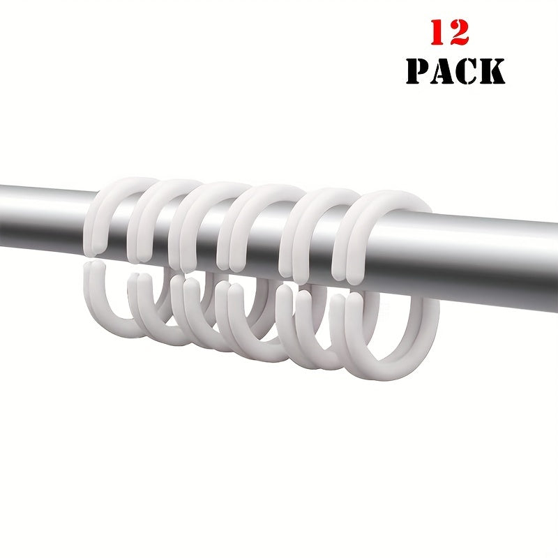 12pcs Shower Curtain Hooks Bathroom Accessories