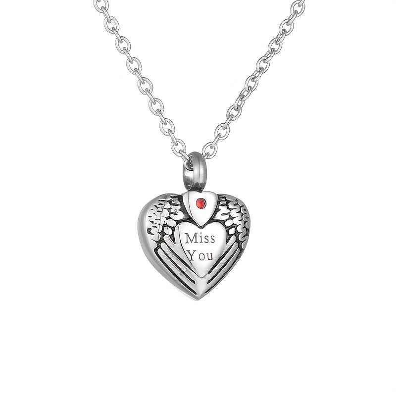 Miss You Heart Pendant Pet Urn Necklace Cremation Jewelry
