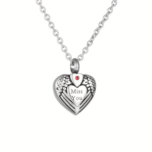 Miss You Heart Pendant Pet Urn Necklace Cremation Jewelry