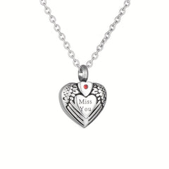 Miss You Heart Pendant Pet Urn Necklace Cremation Jewelry