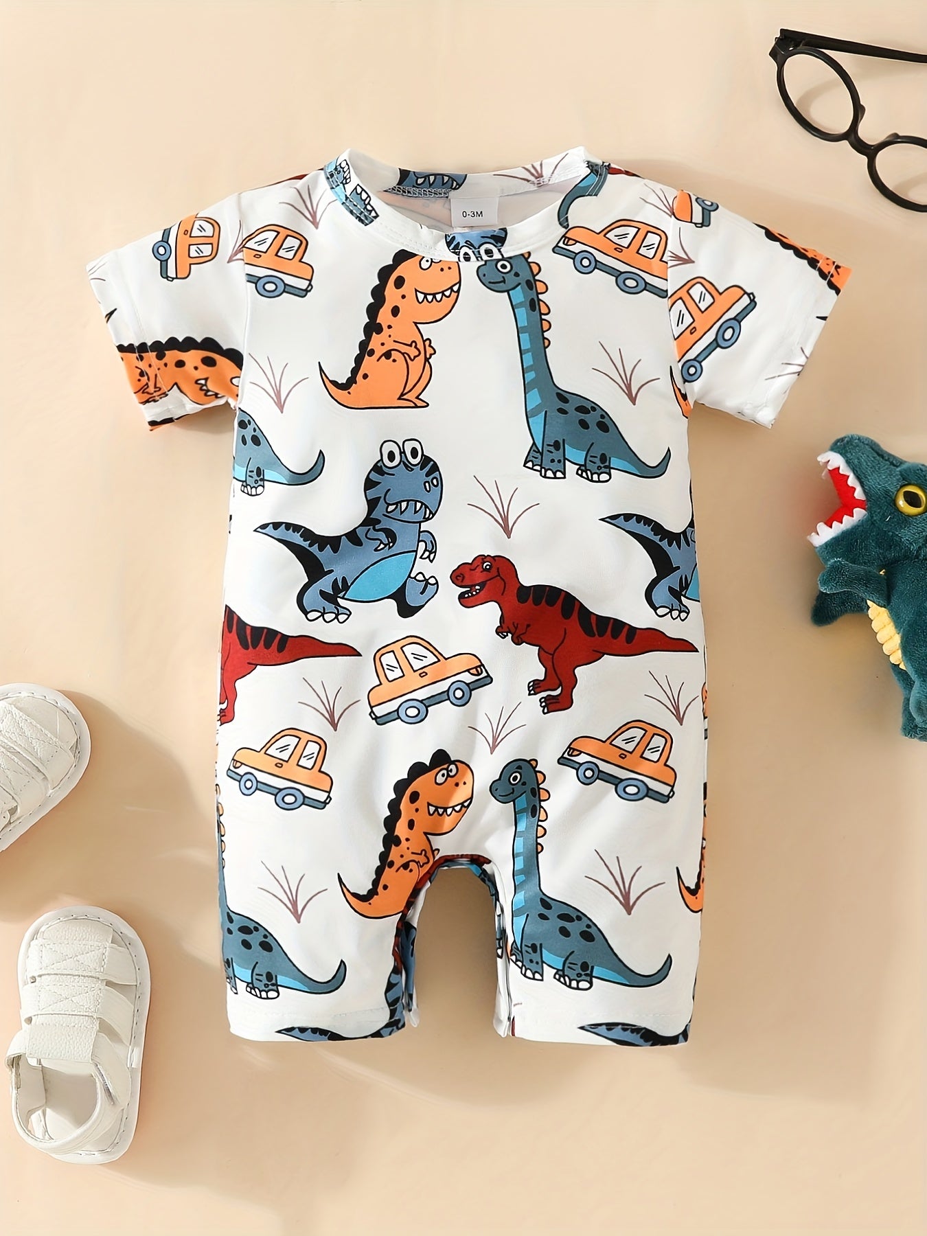 Animal Print Short Sleeve Romper Jumpsuit for Baby Boys and Girls