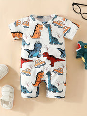 Animal Print Short Sleeve Romper Jumpsuit for Baby Boys and Girls