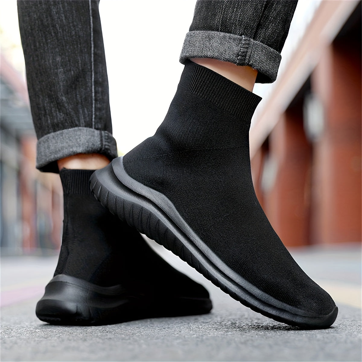 Men's High Top Slip On Sock Sneakers Lightweight Breathable Walking Shoes