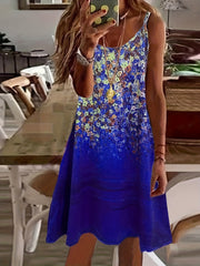 Floral Print Spaghetti Dress Sleeveless Summer Dress