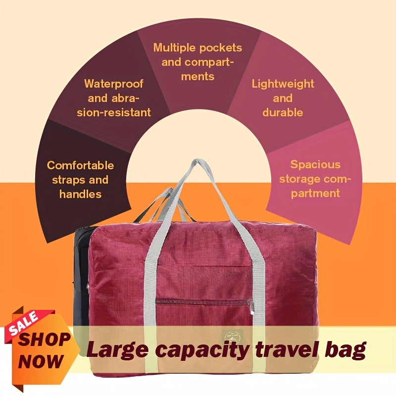 Foldable Travel Polyester Storage Bag Large Capacity Zipper Luggage