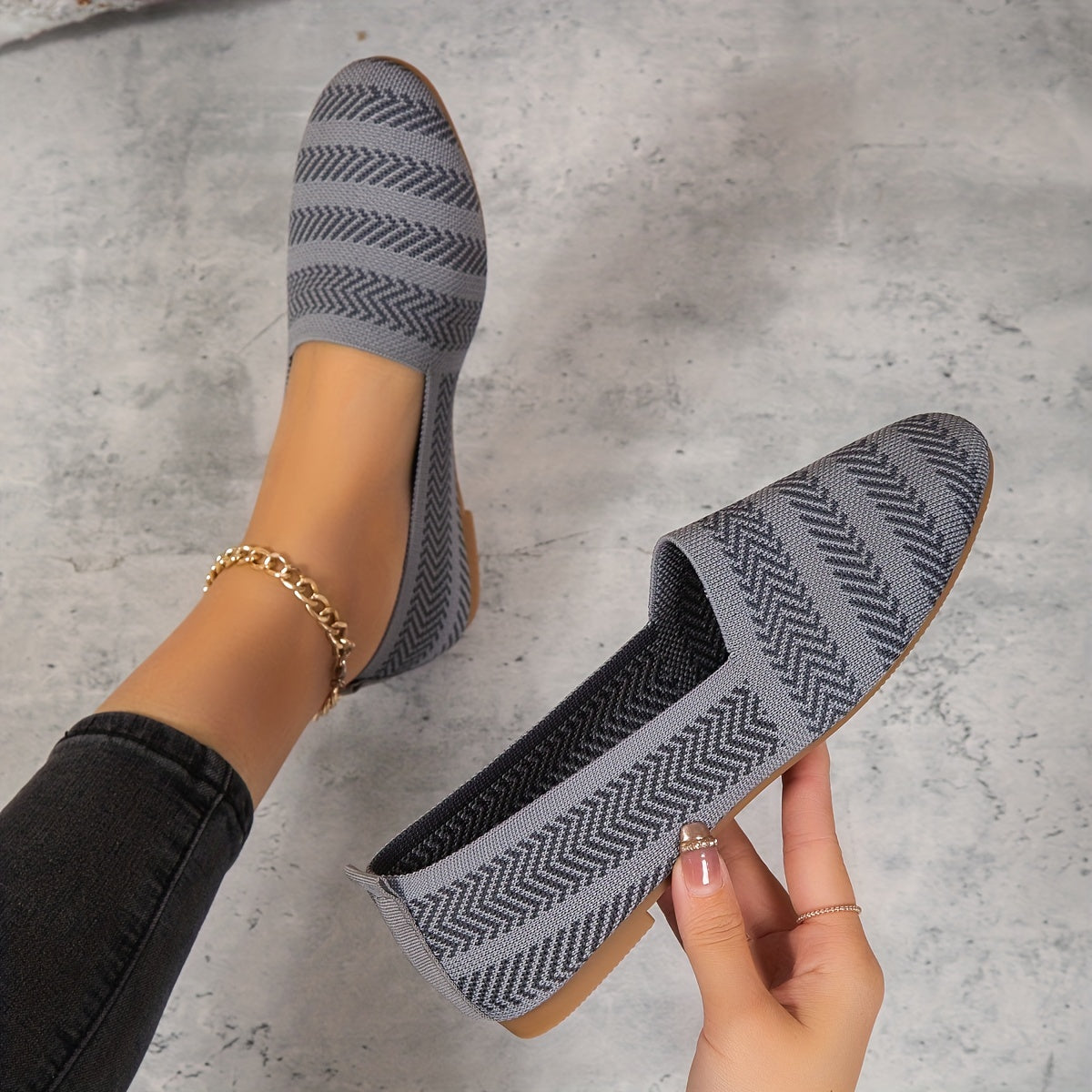 Women's Knit Ballet Flats Soft Sole Shoes Casual Wear Walking Shoes