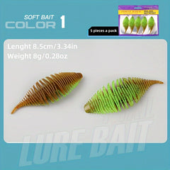 5pcs 8g Artificial Worm Soft Lure For Bass Fishing Bionic Swimbait