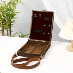 Wooden Writer Messenger Box Portable Satchel Storage Box