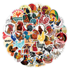 50pcs Cartoon Rooster PVC Stickers - Non-repeating Designs