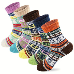 Boho Winter Warm Socks for Men & Women Christmas Retro Stretchy Socks