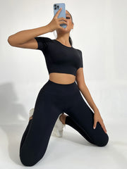 Yoga Workout Set Crop Top & Leggings Suit Women's Activewear