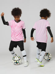 Boys Geometric Pattern Tracksuits Set Football Jersey & Shorts