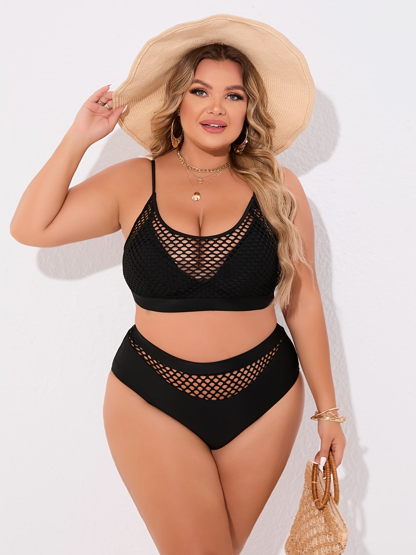 Fishnet Bikini Set High Stretch Two Piece Swimsuit
