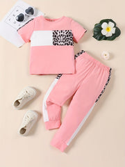 Girls Leopard Print T-shirt & Pants Set