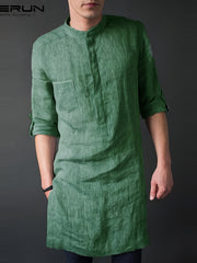 INCERUN Men's Long Robe Kimono Bathrobe Nightgown Sleepwear Lightweight Robes