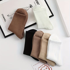 6 Pairs Comfy Solid Socks Women's Stockings