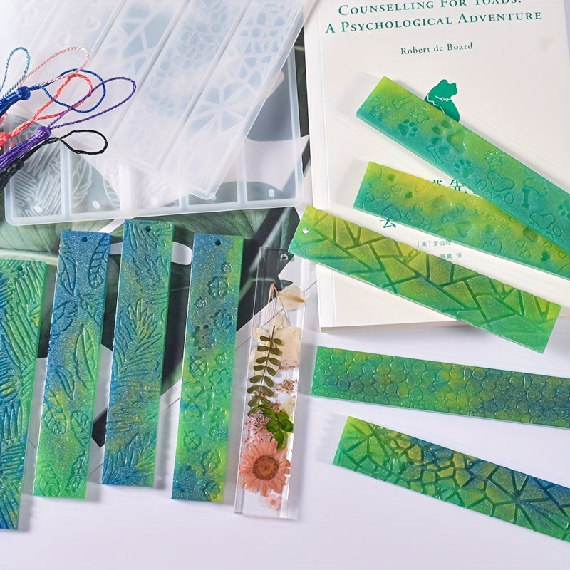 Silicone Resin Mold 2pcs Bookmark With Tassel Leaves Texture Flower