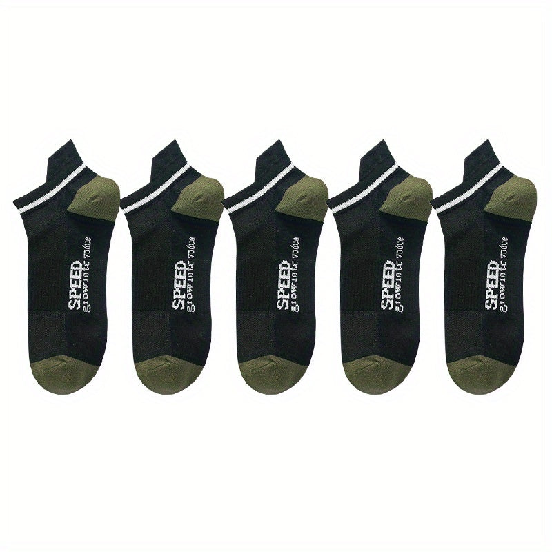 Boys 'SPPED' Print Boat Socks Thin Breathable Low Cut Ankle Socks