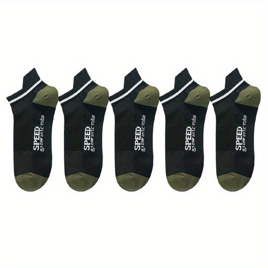 Boys 'SPPED' Print Boat Socks Thin Breathable Low Cut Ankle Socks