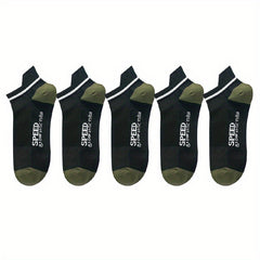 Boys 'SPPED' Print Boat Socks Thin Breathable Low Cut Ankle Socks