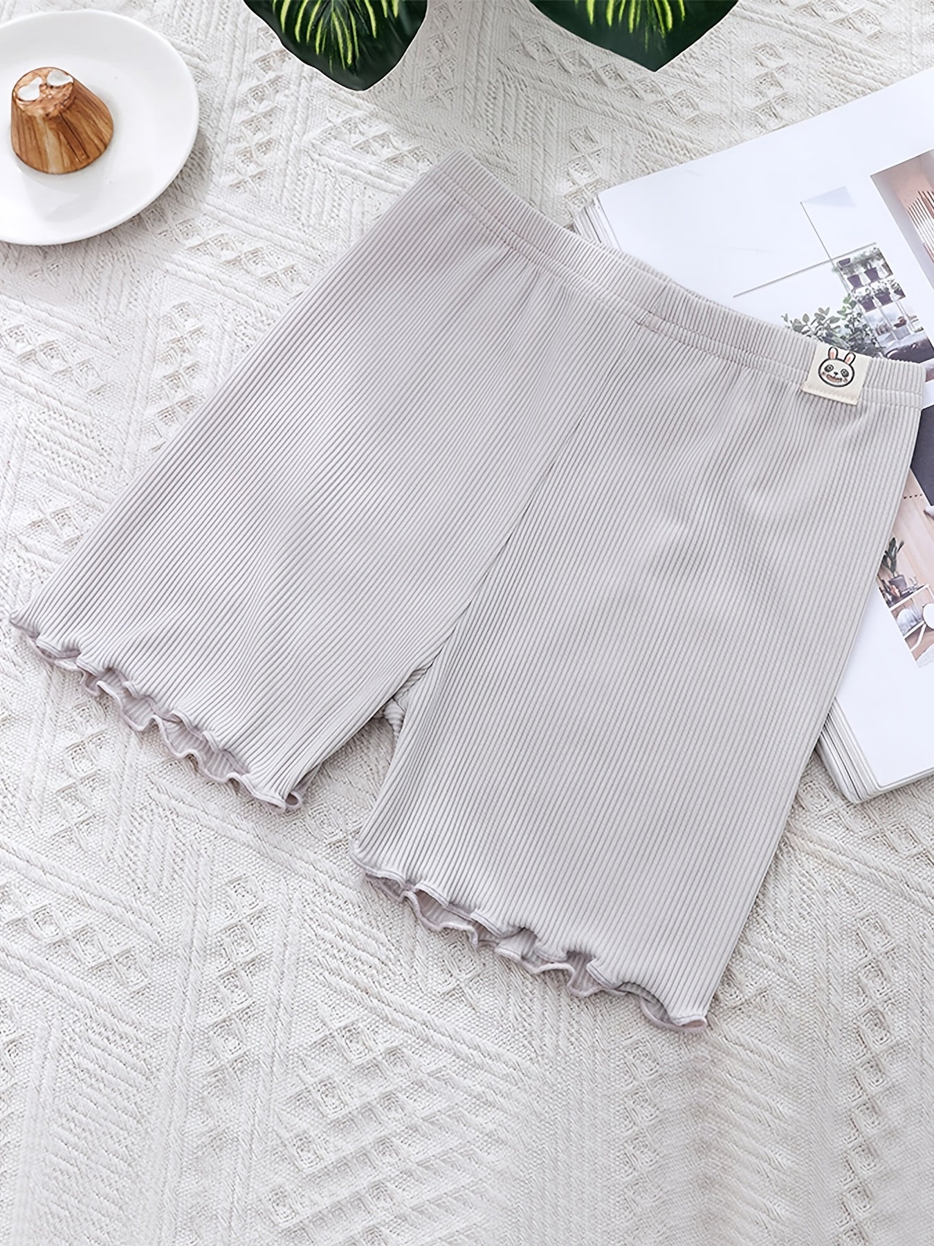 4pcs Girl's Ribbed Leggings Solid Underwear Breathable Comfy Underpants
